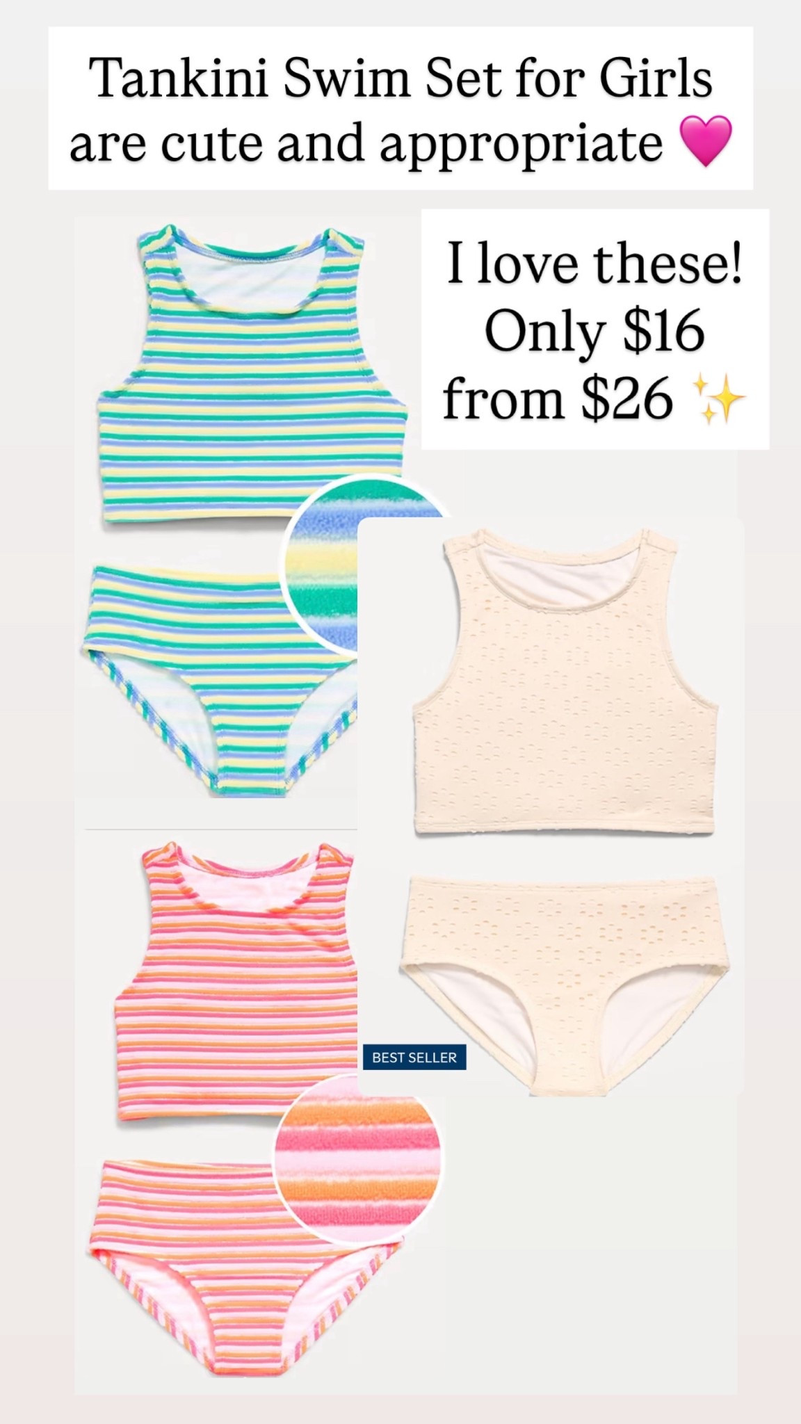 These Tankini sets for girls are adorable! On sale and appropriate 🩷🩷

#LTKKids #LTKSaleAlert