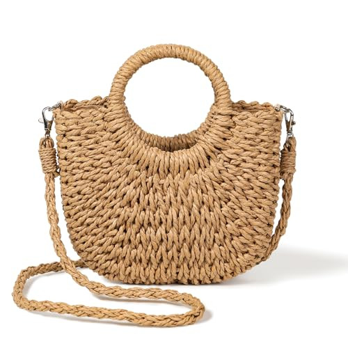 WOWLADY Straw Purse for Woman Straw Beach Bag Summer Purse Raffia Bag Woven Crossbody Shoulder Bags Satchel Handbag | Amazon (US)