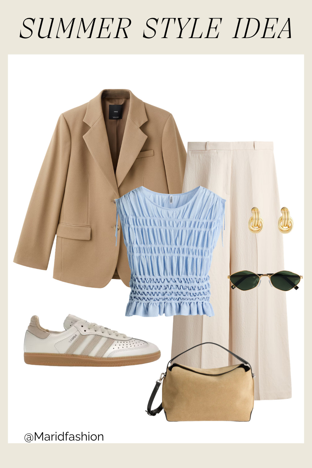 Elevate your spring wardrobe with this effortlessly chic ensemble. This look pairs a tailored blazer with a fine knit top featuring delicate smocked details, creating a beautiful balance of structure and texture. Finished with flowy wide-leg trousers, it’s the ultimate outfit for a polished day at the office or a sophisticated brunch.
#SpringStyle #BlazerOutfit #WideLegTrousers #QuietLuxury #SpringOutfits #LTKStyleTip #TransitionalStyle #WorkWearStyle #SpringFashion2026 #OOTD 

 #LTKootd #LTKSeasonal #LTKPetite