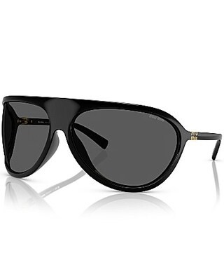 Miu Miu Women's MU A01S75-X 75mm Wrap Statement Shield Sunglasses - Black/Dark Grey | Dillard's