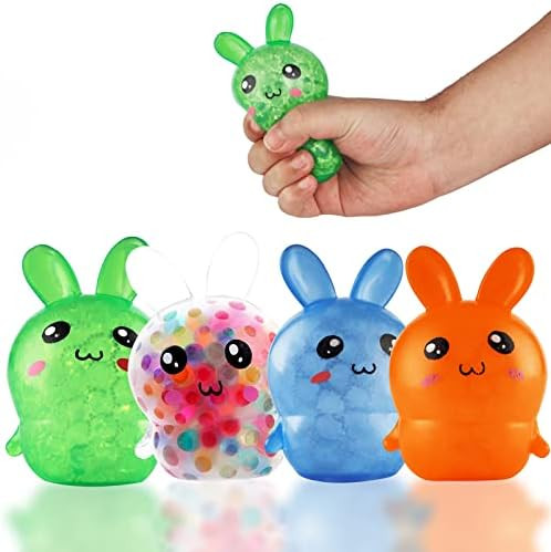 Easter Basket Stuffers, 4 Pack Squishy Easter Bunny Stress Balls for Adults, Easter Basket Stuffe... | Amazon (US)