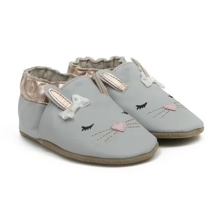 Robeez Heart Bunny Baby Girl Leather Soft Soles Shoes Gray | Walmart (US)