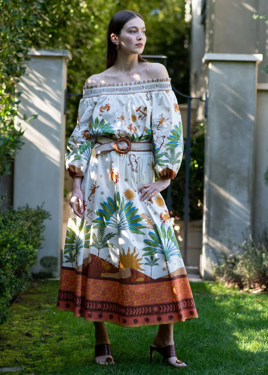 Cairo High Waisted Multicolor Printed Midi Skirt | Benaar La