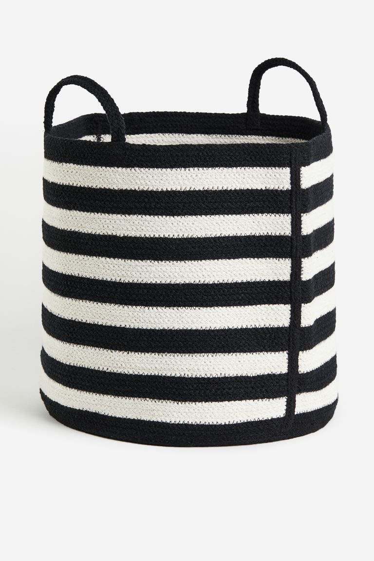 Cotton Storage Basket - Black/white striped - Home All | H&M US | H&M (US)