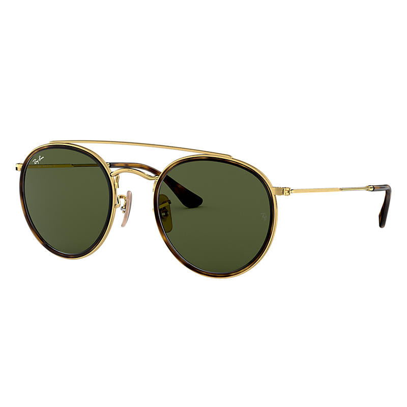 Ray-Ban Round Double Bridge Gold, Green Lenses - RB3647N | Ray-Ban (US)