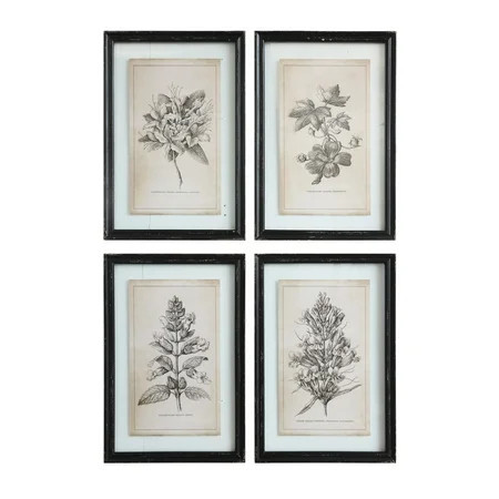 Creative Co-Op Wood Framed Wall Décor with Floral Images, Multicolor, Set of 4 | Walmart (US)