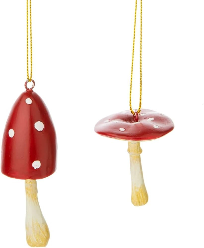 The Bridge Collection Red Mushroom Ornaments - Set of 2 - Spotted Red Toadstool Ornaments for Chr... | Amazon (US)