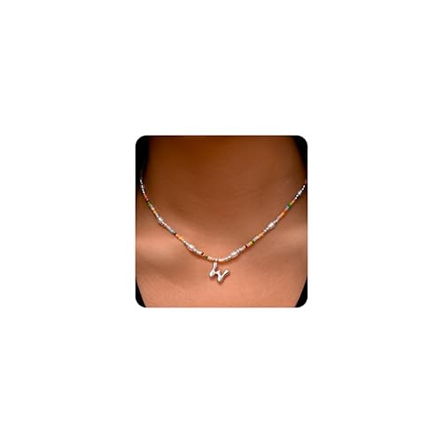 Amazon.com: Ritach Initial Necklaces for Women Jewelry - Beaded Necklace Colorful Initial Necklac... | Amazon (US)