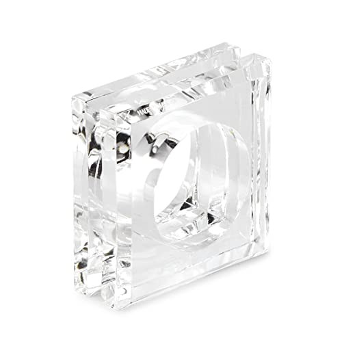 Huang Acrylic Set of 4 Square Beveled Napkin Rings (clear) for table settings, decor, entertainme... | Amazon (US)