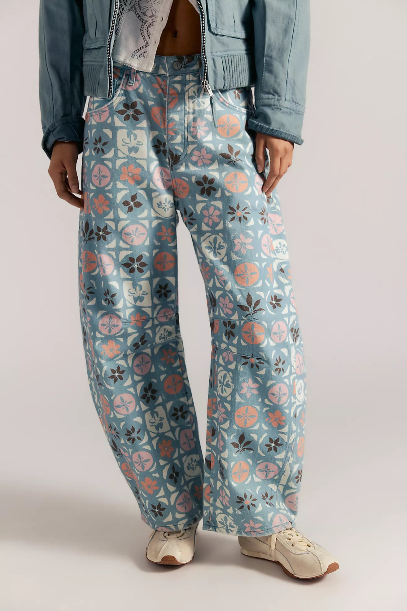 We The Free Good Luck Printed Barrel Jeans | Free People (Global - UK&FR Excluded)