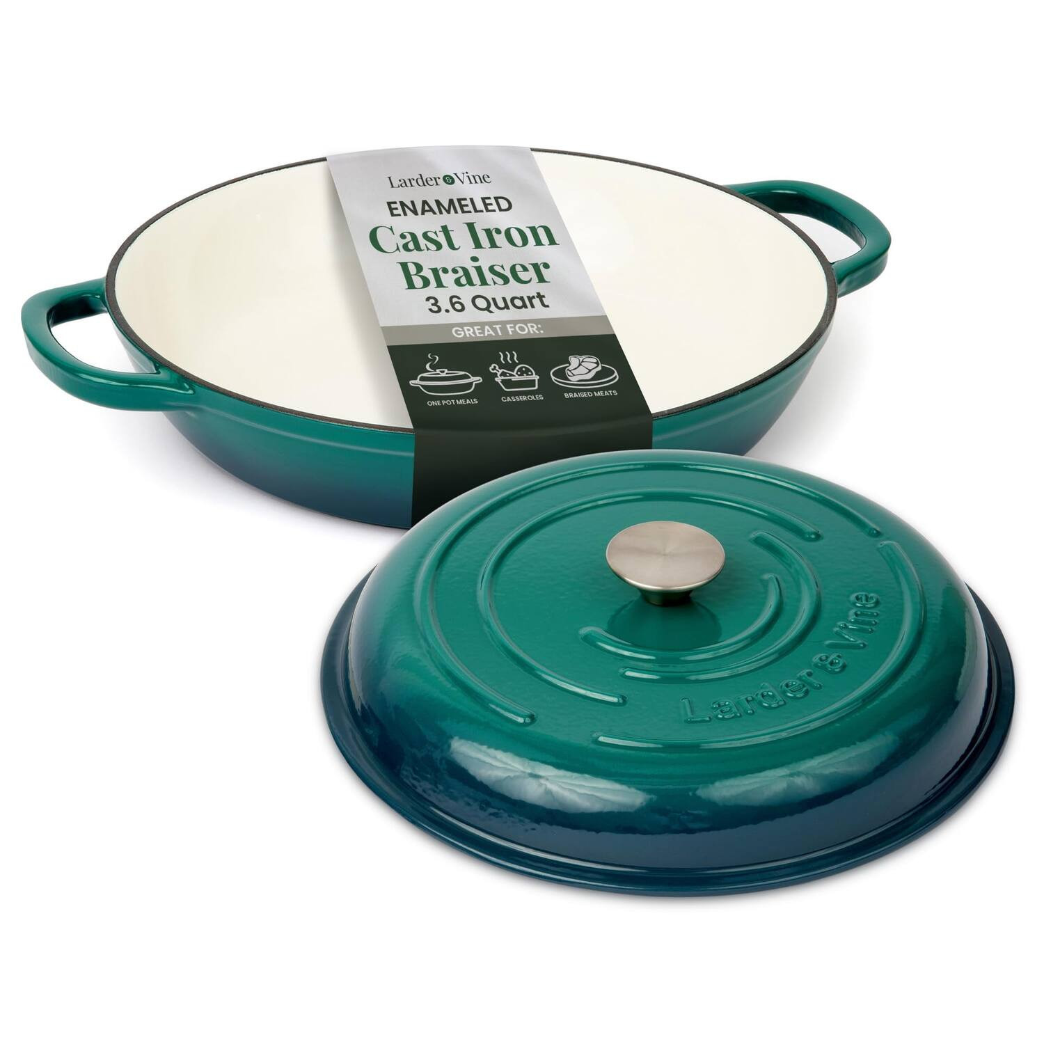 Larder & Vine - 3.6 qt Enameled Cast Iron Braiser with Lid - Bondi | Best Buy U.S.