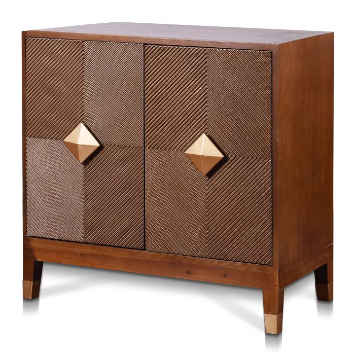 Maxwell Two Door Cabinet Tobacco Brown/Antique Brass - StyleCraft | Target
