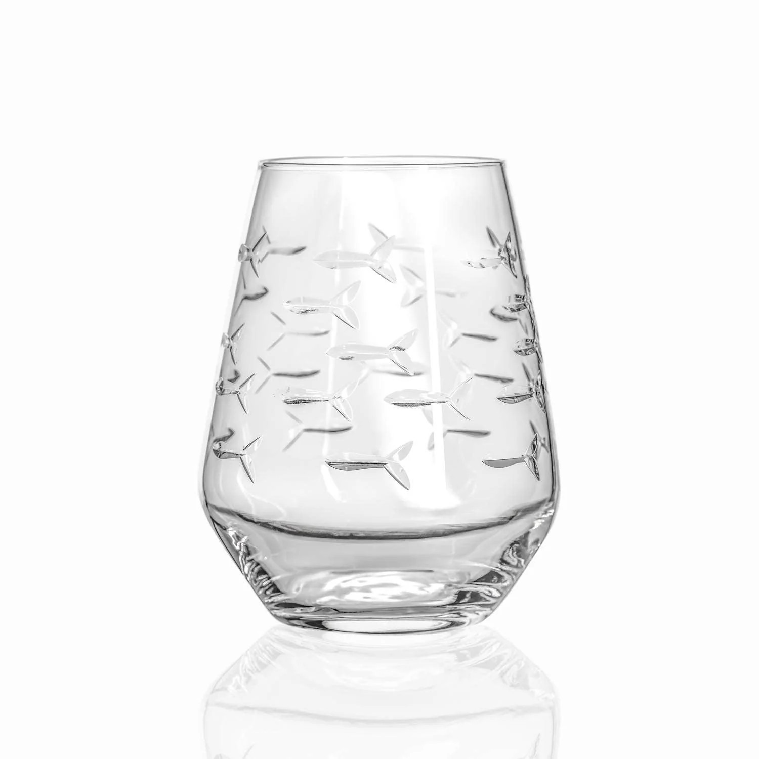 Fish Etched Stemless Wine Glass | Maine Pottery Co