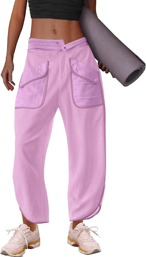 LAMISSCHE Oversized Barrel Lounge Pants Women Wide Leg Sweatpants with Pockets Baggy Cropped Pant... | Amazon (US)
