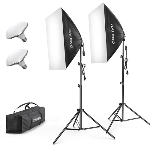 RALENO Softbox Lighting Kit, 20X28-Inch Softbox Photography Lighting with LED Bulbs(50W | 5500K | TLCI≥97), Streaming Lighting for Video Rcording Photoes Portraits YouTube | Model: PS40 | Amazon (US)