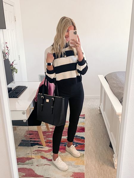 Business Casual OOTD 🙌🏻

This sweater is by far one of my best purchases (on sale for only $12!!!) and a great staple piece for your fall workwear fashion! Paired with skinny black trousers (s) and 
white platform sneakers. Black tote + computer bag is from Amazon. #workwear #businesscasual #blazeroutfit #denimoutfit #falloutfits #mules #flats #fallfashion #amazonfinds #amazonfashion

#LTKSeasonal #LTKworkwear #LTKsalealert