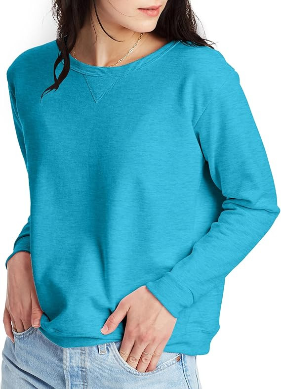 Hanes Women's Crewneck Sweatshirt, EcoSmart Fleece Women's Pullover Sweatshirt, Sweatshirt for Wo... | Amazon (US)