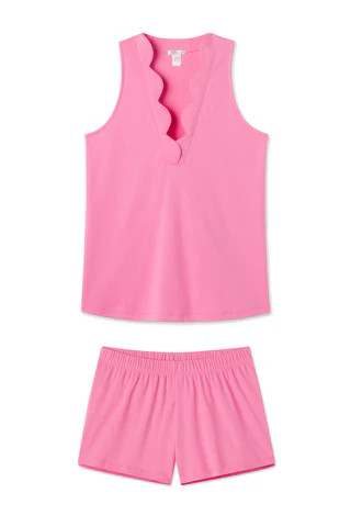 Pima Scallop Shorts Set in Zinnia | Lake Pajamas