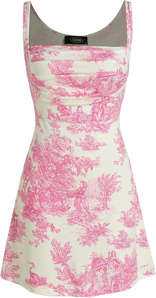 CIDER Toile de Jouy Ruched Mini Dress | Amazon (US)