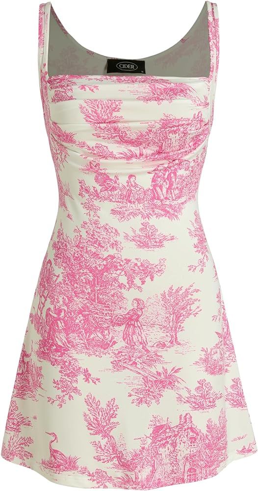 CIDER Toile de Jouy Ruched Mini Dress | Amazon (US)