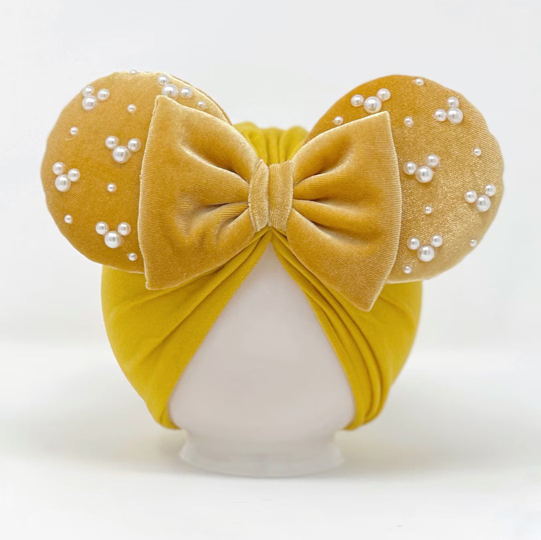 Mustard Velvet || Minnie Ears Headwrap || Minnie Ears Turban || Minnie Ears for Babies || Magic k... | Etsy (US)