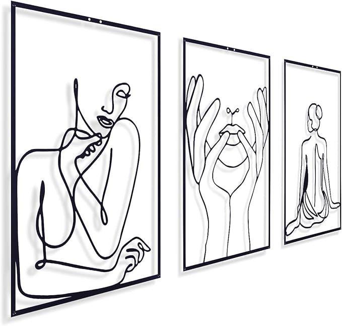 Wall Art Decor 1/8" Thick Real Metal Wall Art Hoshii Modern Abstract Female Single Line Minimalis... | Amazon (US)