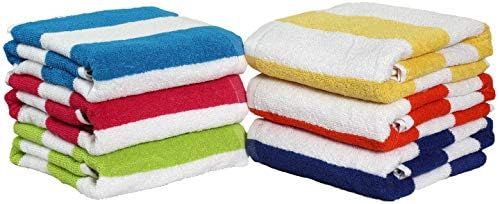 100% Cotton Bath Towel, Pack of 6, Cabana Stripe Beach Towel, Large Pool Towels (30" x 60”), Fl... | Amazon (US)