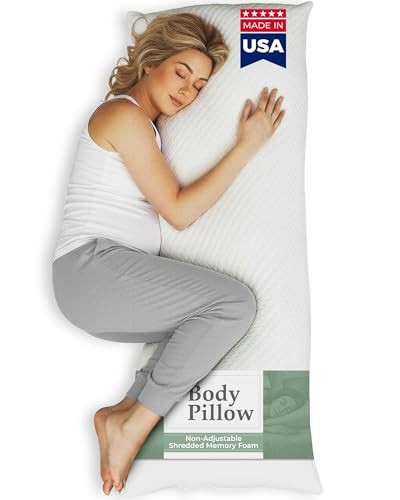 Snuggle-Pedic Body Pillow for Adults - Breathable, Full Body Pillow for Side Sleepers - Shredded Memory Foam Gel - Cooling Long Pillow Supports Legs, Belly & HIPS - 20x54 White | Amazon (US)