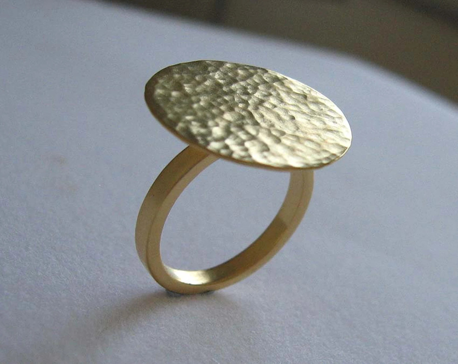 14k Goldfilled hammered disc ring , Large circle Gold filled ring , Handmade by Adi Yesod | Etsy (Global)