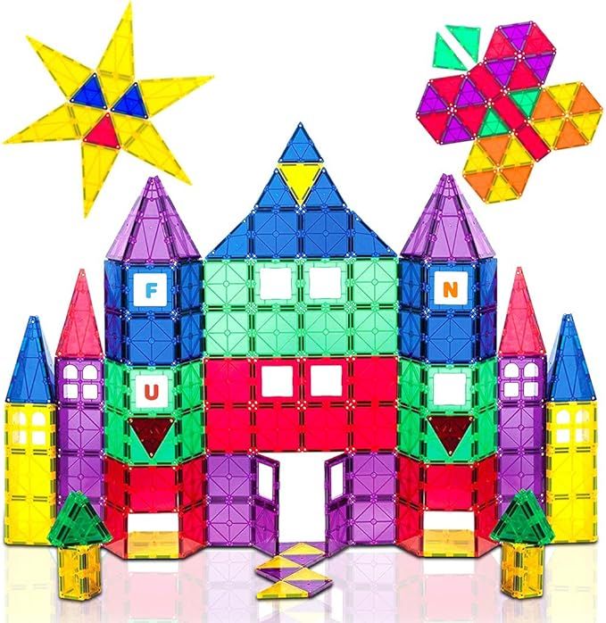 Playmags 100-Piece Magnetic Tiles Building Blocks Set, 3D Magnet Tiles for Kids Boys Girls, Educa... | Amazon (US)