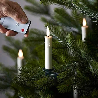 Lights4fun, Inc. 20 PCS Christmas TruGlow Ivory Wax Flickering Flameless Christmas Tree Candles B... | Amazon (US)