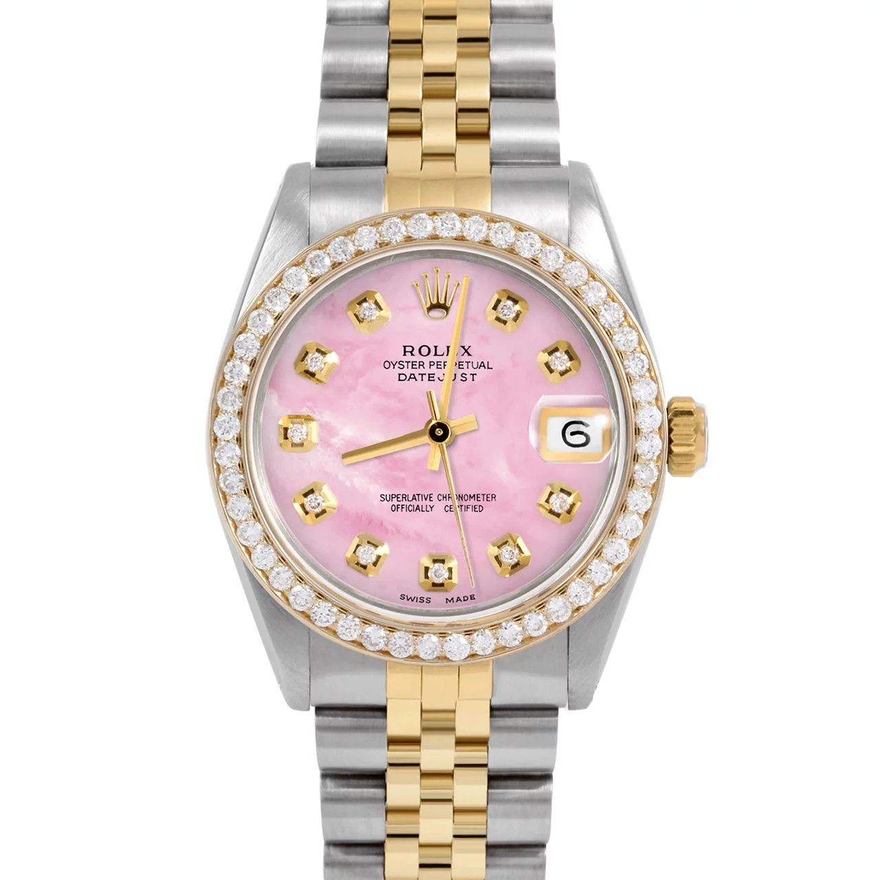 Pre-Owned Rolex 6827 Midsize Ladies 31mm Datejust Wristwatch Pink Mother of Pearl Diamond (3 Year... | Walmart (US)
