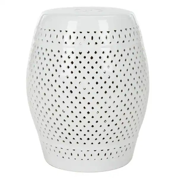 SAFAVIEH Paradise Courtyard White Ceramic Decorative Garden Stool - Overstock - 7731251 | Bed Bath & Beyond