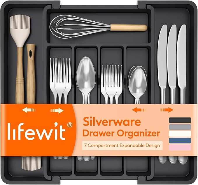 Lifewit Expandable Silverware Organizer, Plastic Utensil Tray for Kitchen Drawer, BPA Free Flatwa... | Amazon (US)