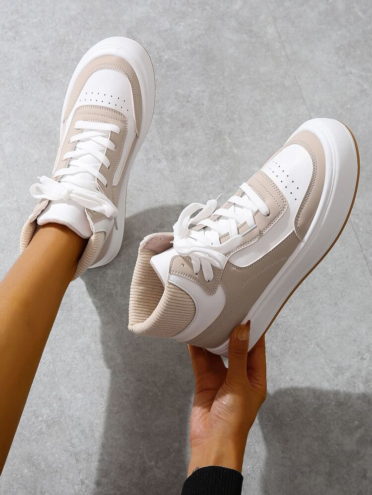 Two Tone Lace-up Front Skate Shoes | SHEIN