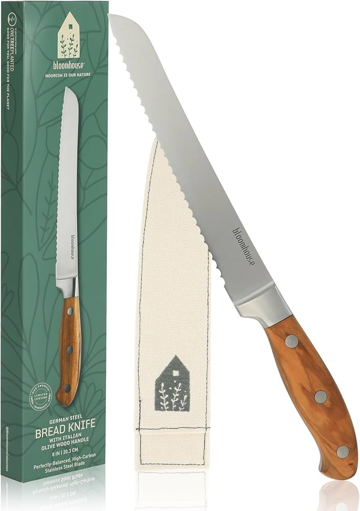 Oprah's Favorite Things - 8 Inch German Steel Bread Knife W/Italian Olive Wood Forged Handle | Amazon (US)