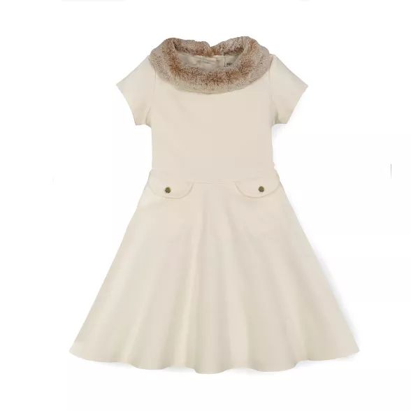 Hope & Henry Girls' Ponte Dress with Faux Fur Collar, Infant | Target