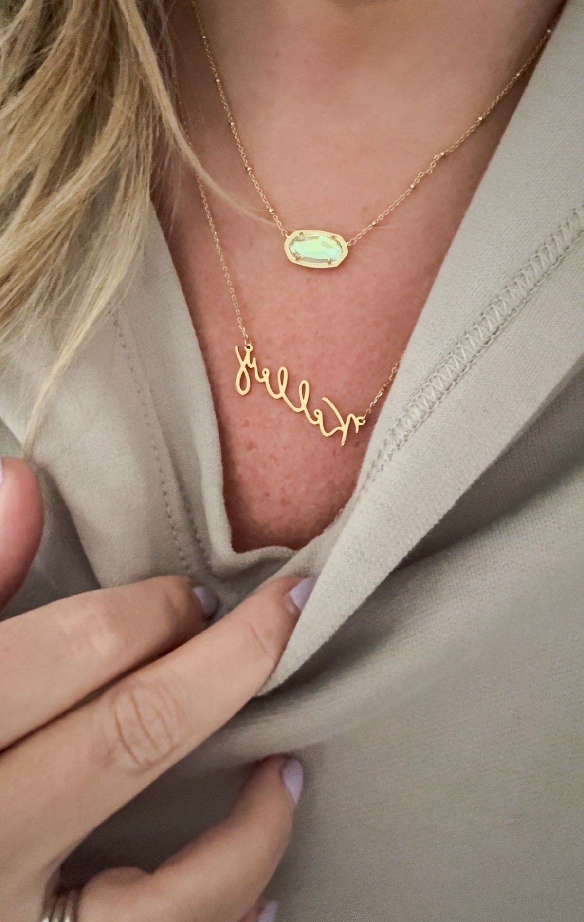 I love to layer dainty necklaces and this glass stone pendant necklace and custom name necklace pair perfectly together. The custom name necklace is an absolute steal and is the perfect gift for any girl or woman on your gift list! gift for her monogram necklace Etsy find Kendra Scott Elisa pendant necklace 

#LTKBeauty #LTKFindsUnder50
