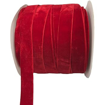 10 Yards Velvet Ribbon Spool (Red, 1") | Amazon (US)