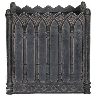 MPG 16 in. Square Charcoal Cast Stone Fiberglass Column Planter PF6292AC - The Home Depot | The Home Depot