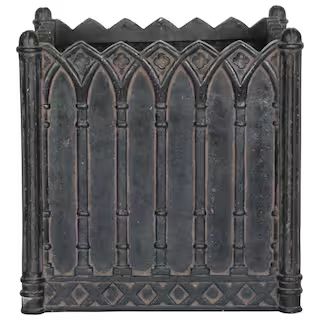 MPG 16 in. Square Charcoal Cast Stone Fiberglass Column Planter PF6292AC - The Home Depot | The Home Depot