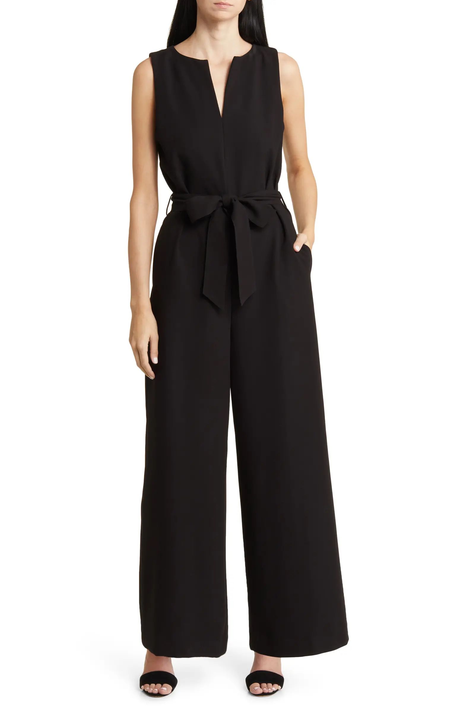 Tie Waist Wide Leg Sleeveless Jumpsuit | Nordstrom