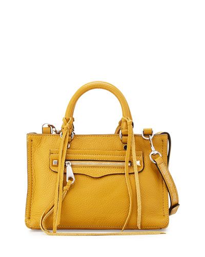 Regan Micro Leather Satchel Bag, Harvest Gold | Neiman Marcus