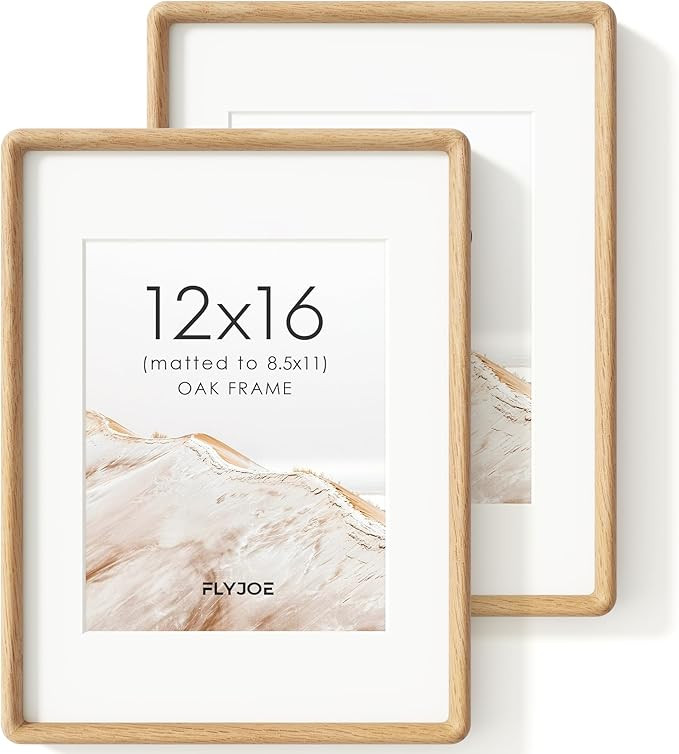 12x16 Picture Frame Set of 2, Natural Solid Oak Wood Photo Frame with Tempered Glass, Handcrafted... | Amazon (US)