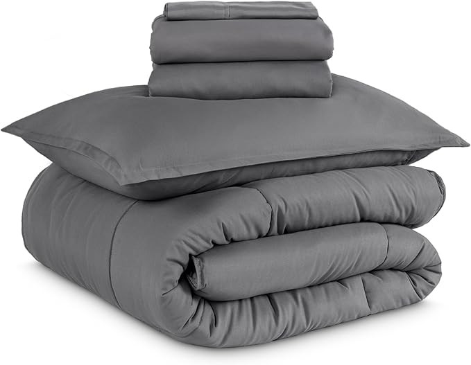 Bare Home Bed-in-A-Bag 5 Piece Comforter & Sheet Set - Twin XL - Goose Down Alternative - Ultra-S... | Amazon (US)