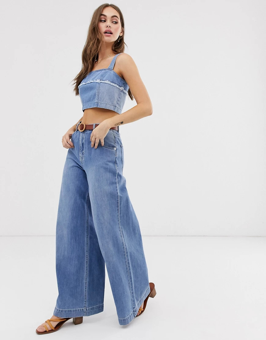 Emory Park - Crop top en jean motif patchwork-Bleu | ASOS (Global)