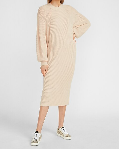 Balloon Sleeve Midi Sweater Dress | Express