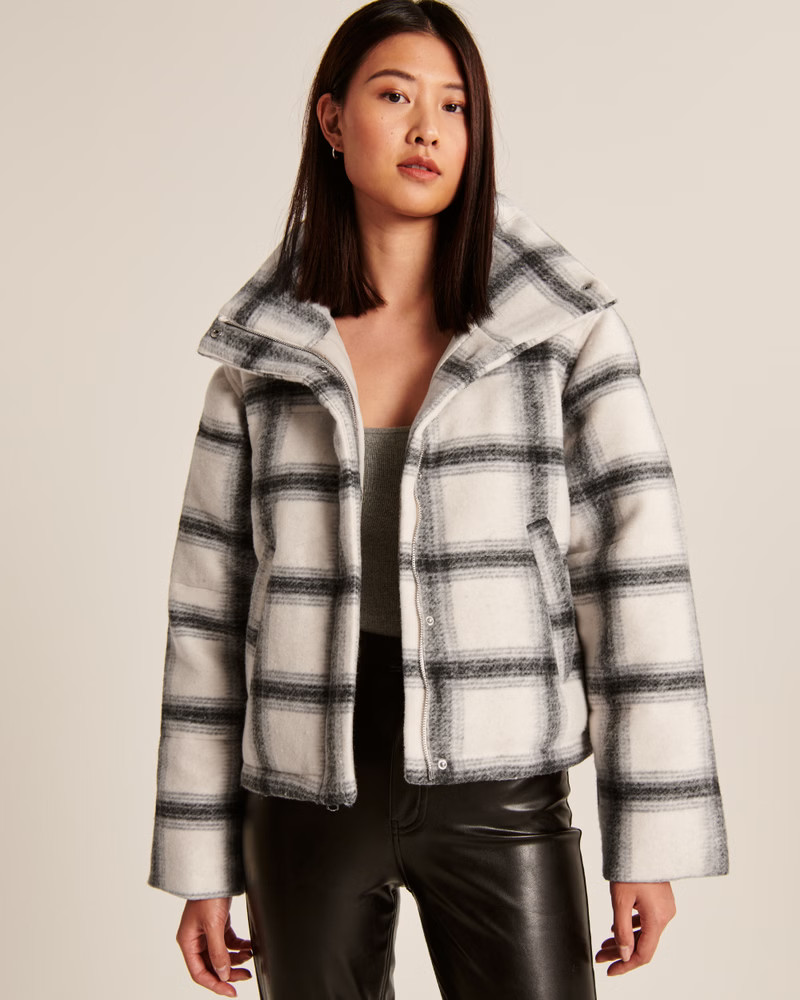 Women's A&F Faux Wool Mini Puffer | Women's Coats & Jackets | Abercrombie.com | Abercrombie & Fitch (US)