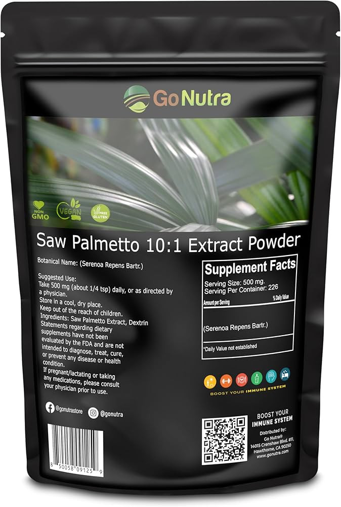 Go Nutra Saw Palmetto Extract Powder Potent 10:1 Strength | 4 oz. Saw Palmetto Supplement Saw Pal... | Amazon (US)