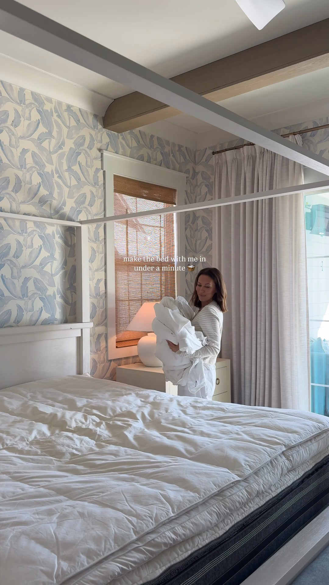 first day of spring things 🧺 | fresh linens + open windows & the scent of spring! 🦢

#bedroomdesign #canopybed #bollandbranch #bedding 

#LTKHome #LTKmorningroutine #LTKSeasonal